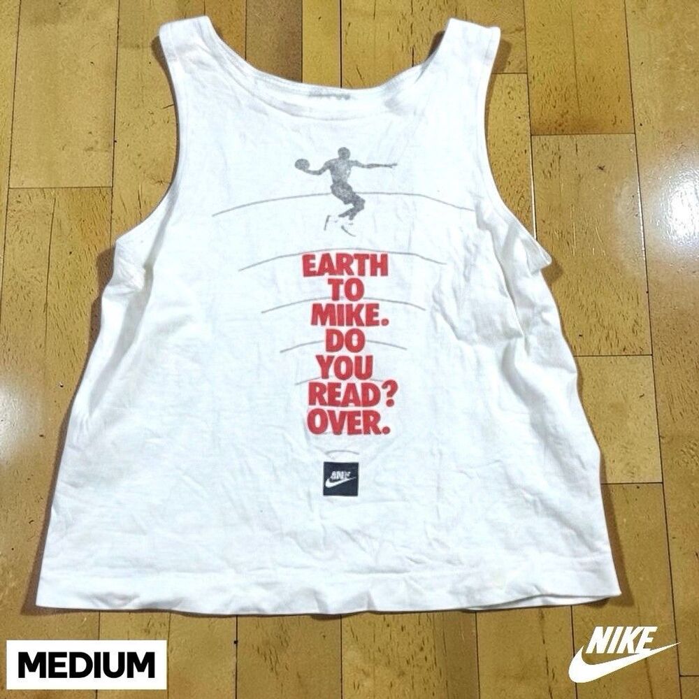 Vintage Nike Jordan Shirt Boys MEDIUM White Sleeveless Tank Top Basketball 90s